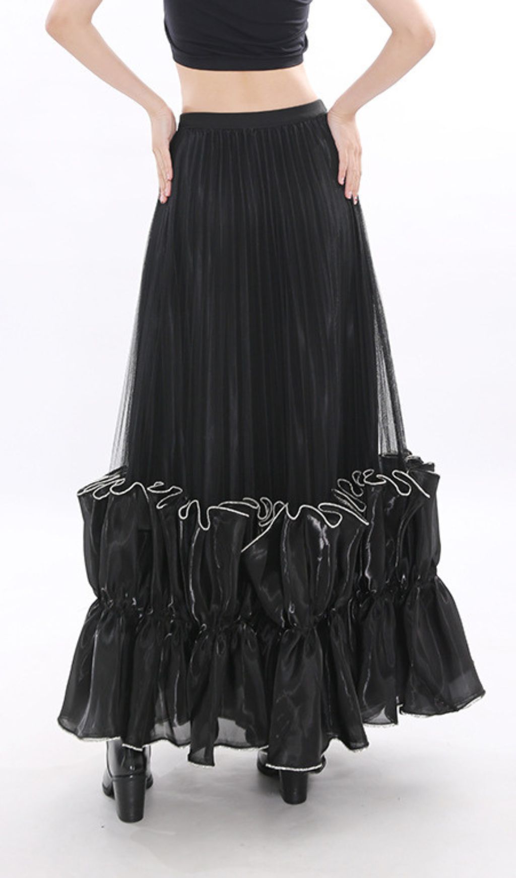 Fashionslee Women Jettie Black Mesh Maxi Skirt