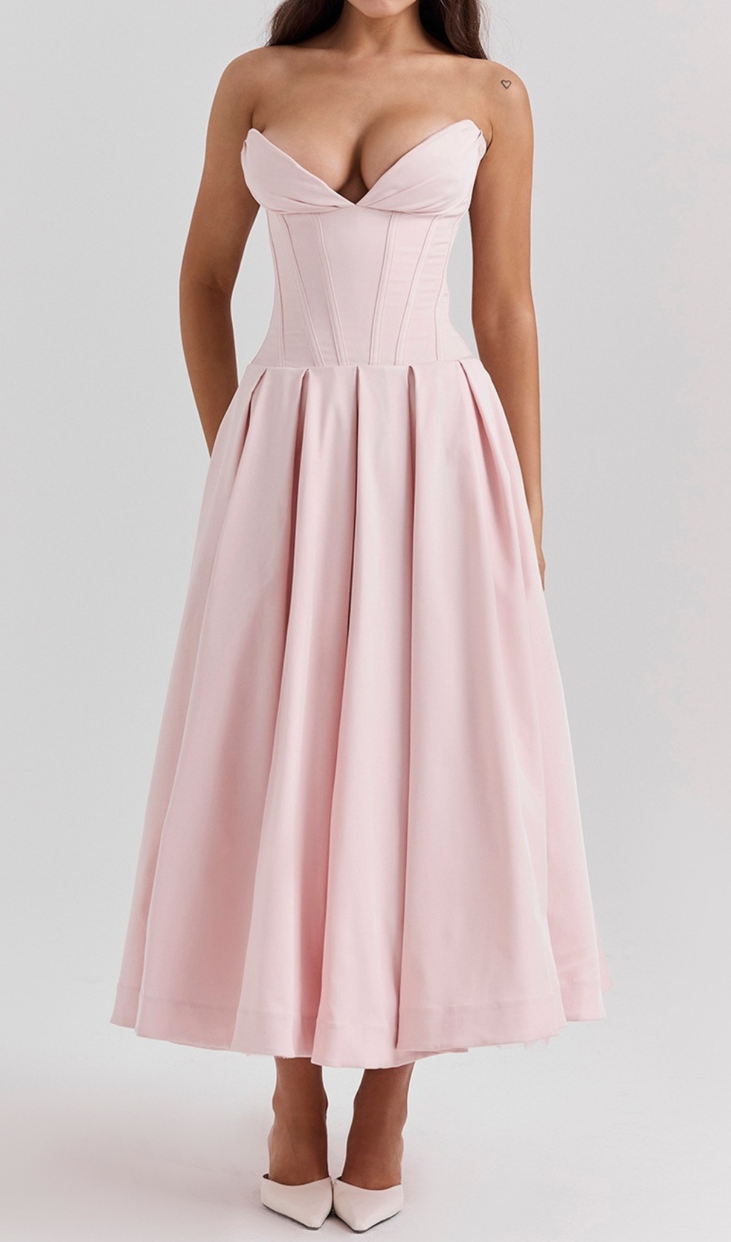 7720b1d95d263e056d00f0de410dca1f.jpg Fashionslee Women Devani Pink Strapless Corset Midi Dress