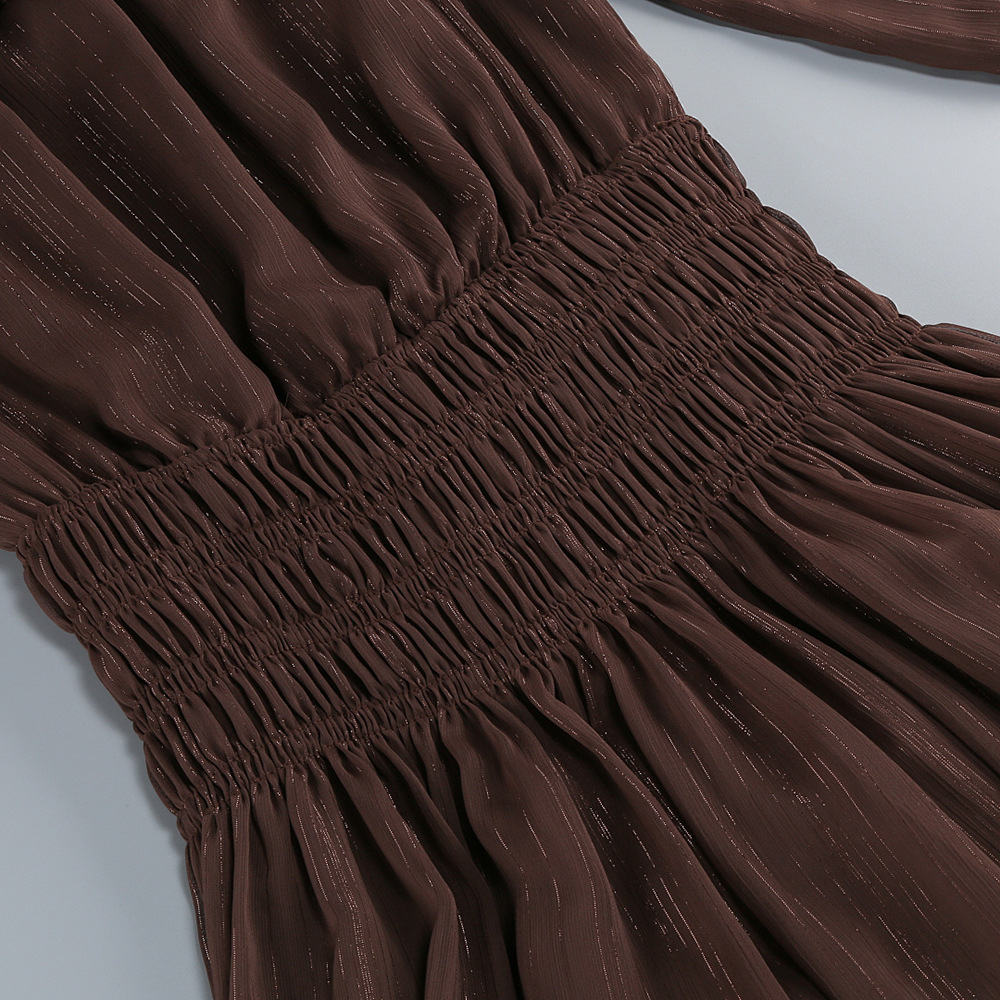 77334458cbe09c769ff6c83270e72ded.jpg Fashionslee Women Tiffany Brown Off-shoulder Maxi Dress with Ruched Trim
