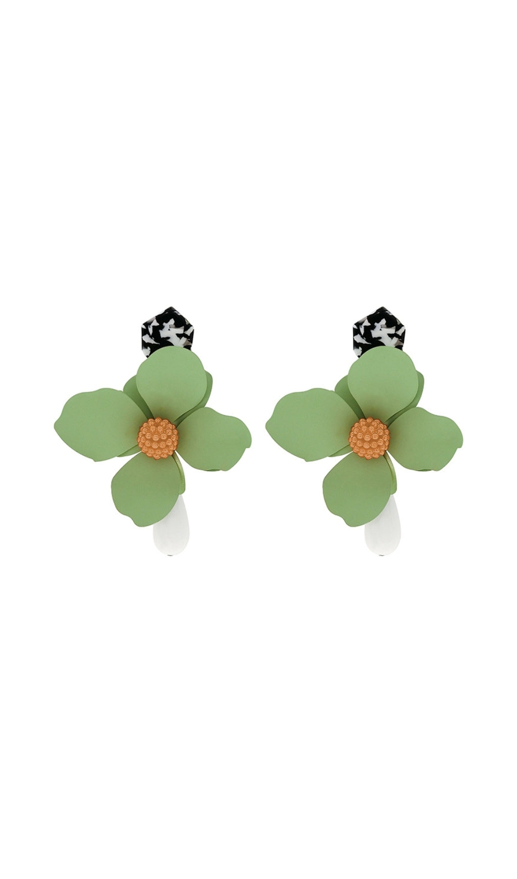 7733c84c7e488dc7bee975fde6878281.jpeg Fashionslee Women Adil Green Large Hoop Flower Plastic Earrings