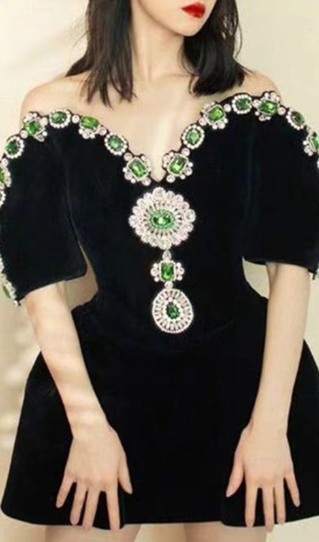 774aec1f752cd2a8f412e8d22e91a12f.jpg Fashionslee Women Dottie Black Off-Shoulder Rhinestone Mini Dress