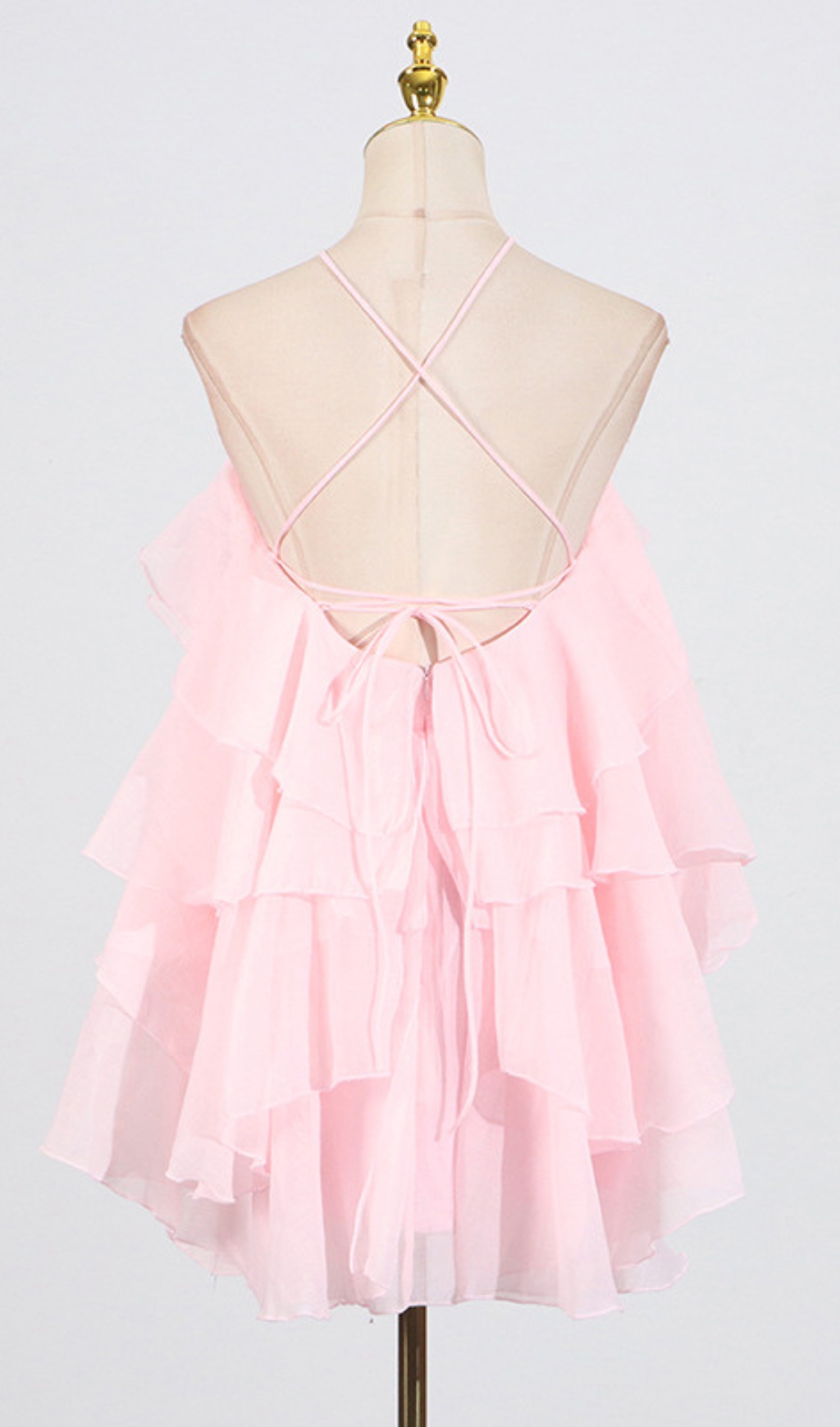 Fashionslee Women Pandorea Pastel Pink Layered Mini Dress
