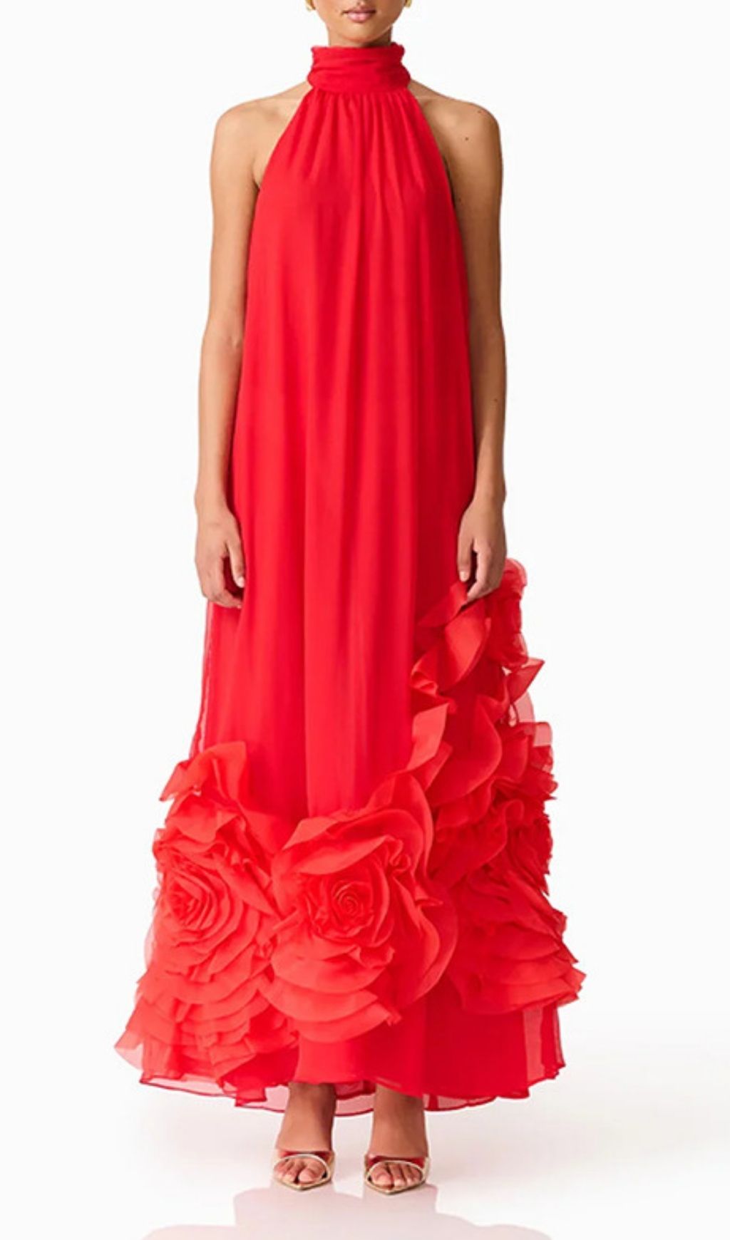 Fashionslee Women Kaylen Red Sleeveless Flower Maxi Dress