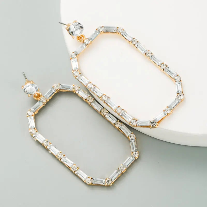 Fashionslee Women Square Diamonate Earrings