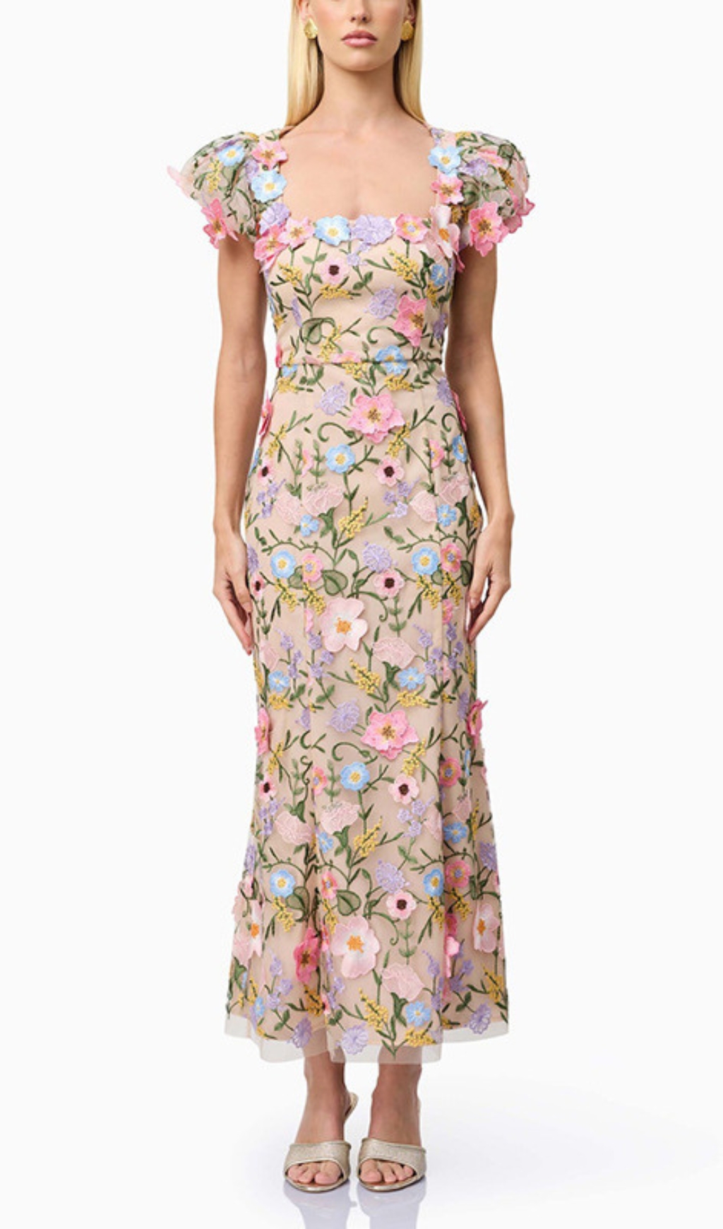 Fashionslee Women Elvio Flower Embroidery Midi Dress