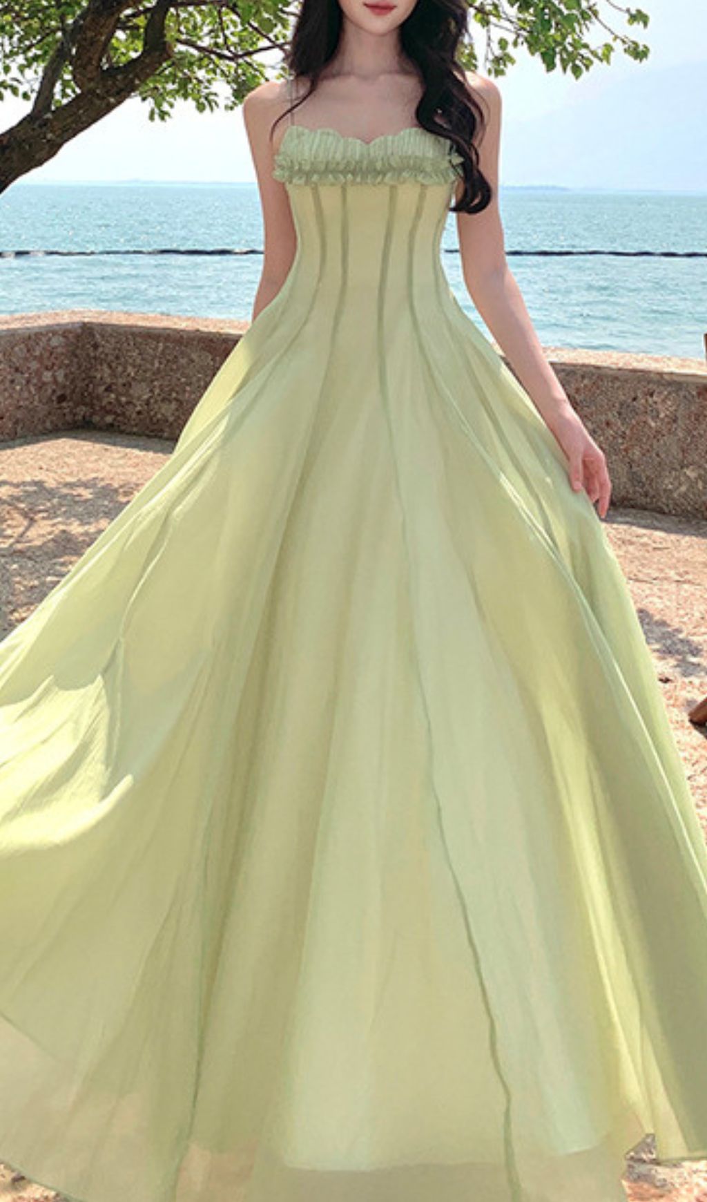 Fashionslee Women Fala Green Strappy Maxi Dress