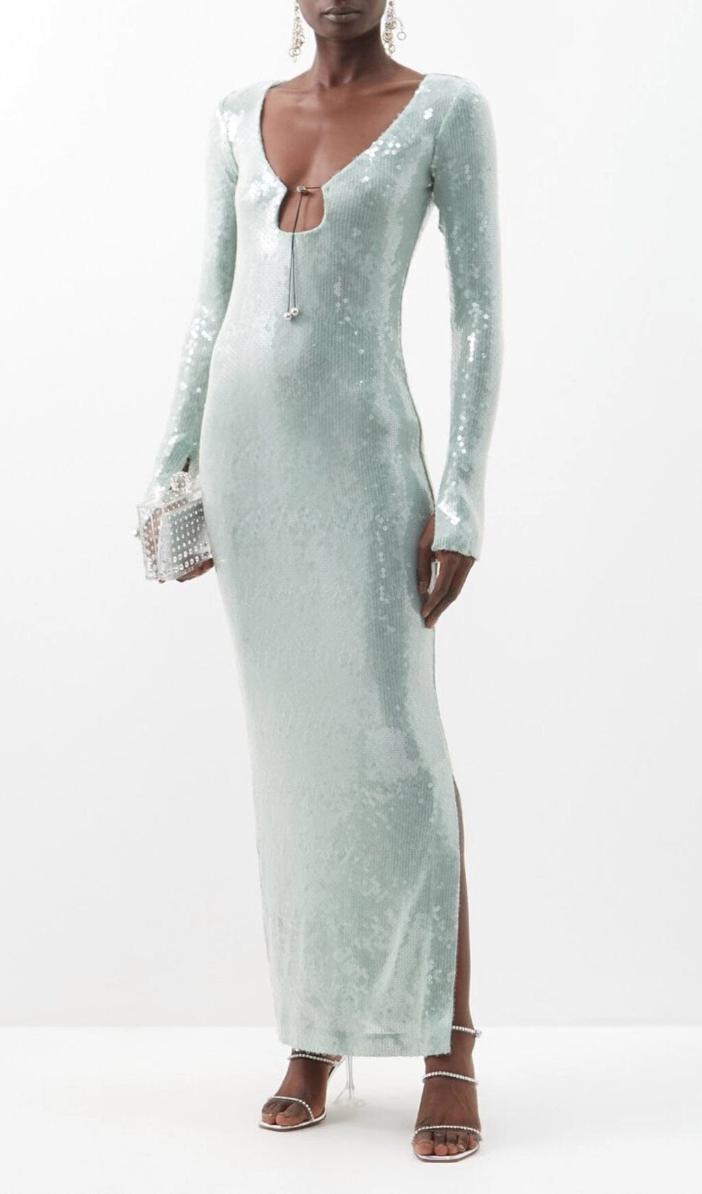 Fashionslee Women Ardelle Mint Sequin Maxi Dress