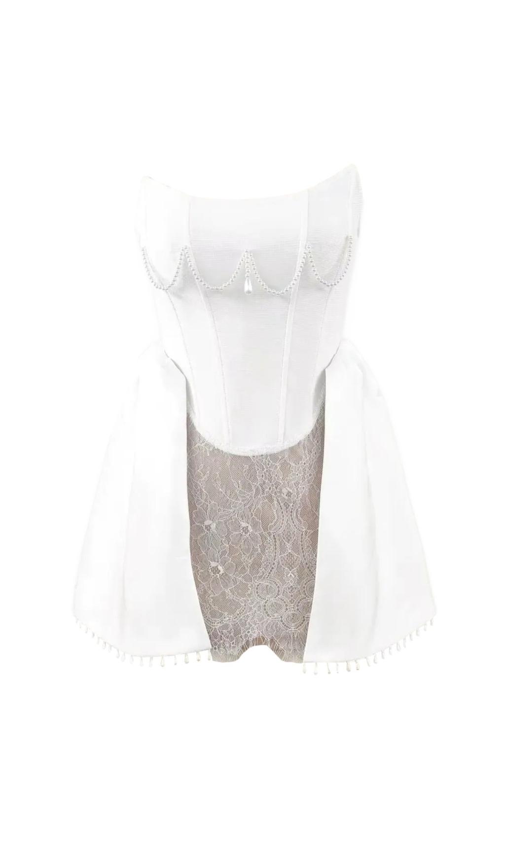 77b09de37c939755e794bc9449382eef.jpg Fashionslee Women Strapless Pearl Lace A Line Dress