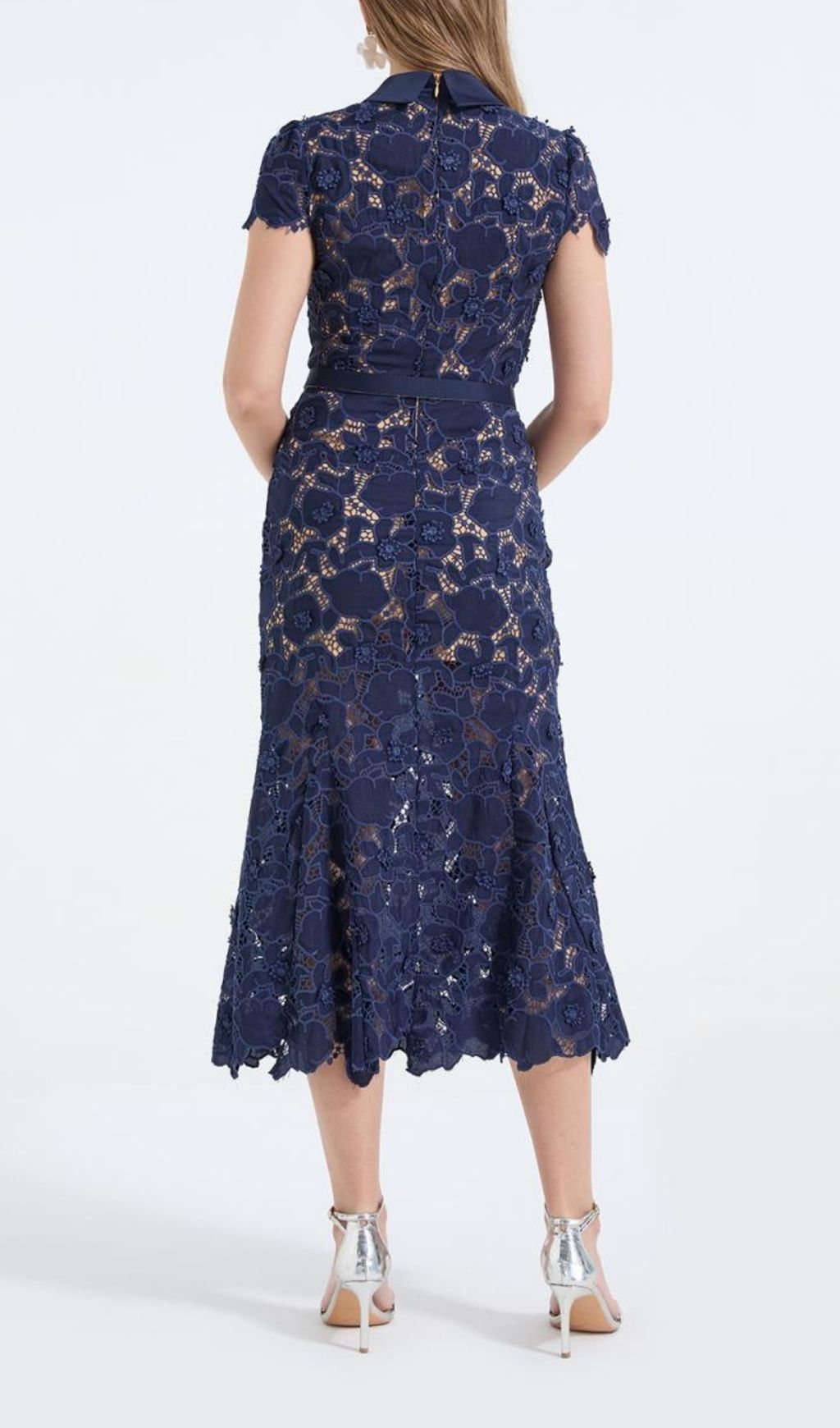 Fashionslee Women Kennita Navy Lace Midi Dress