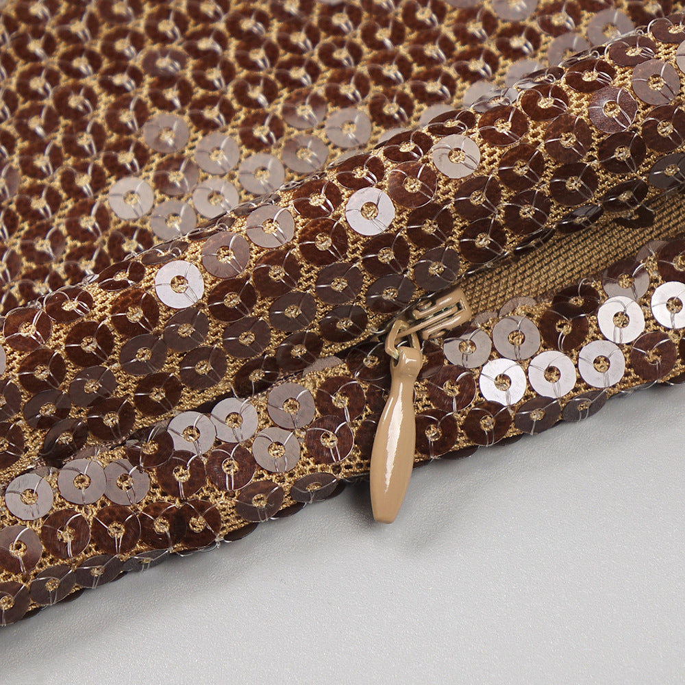 BROWN SEQUIN TRENDING MAXI DRESS - OWNCI