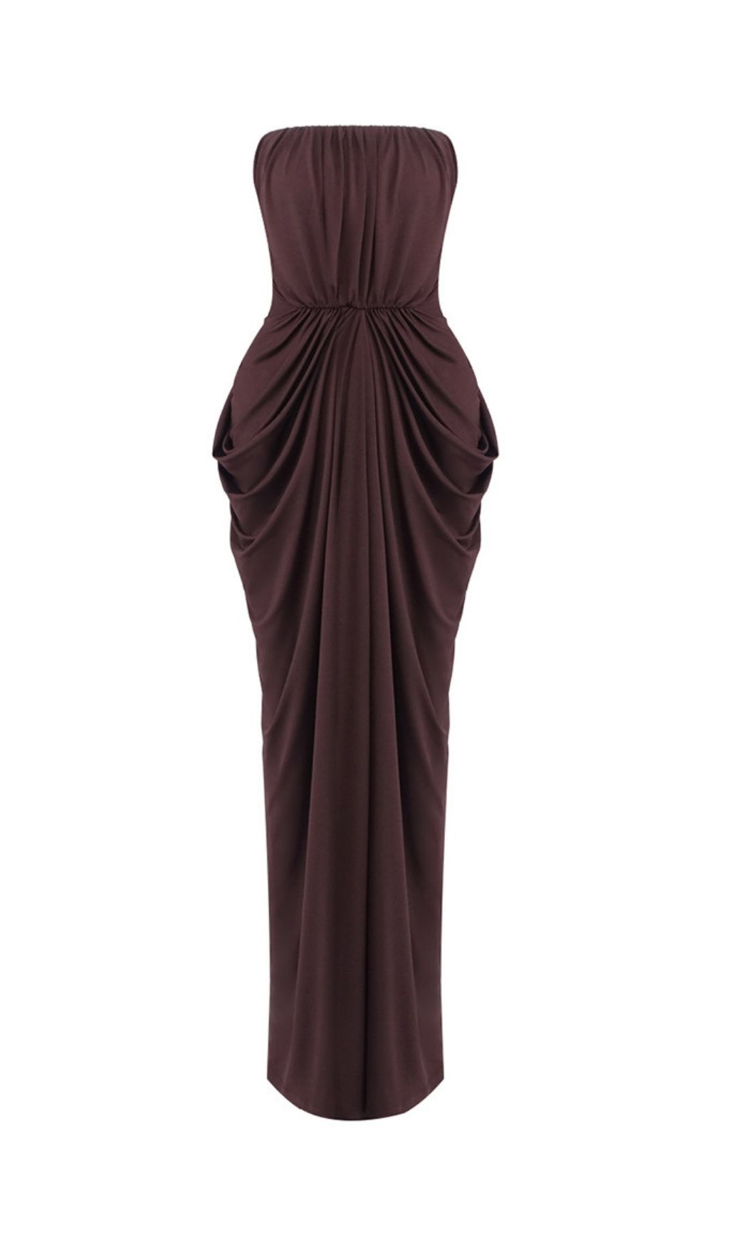 780156afb229f1d46cb31e8e67f86b90.jpg Fashionslee Women Katrice Coffee Strapless Ruched Maxi Dress