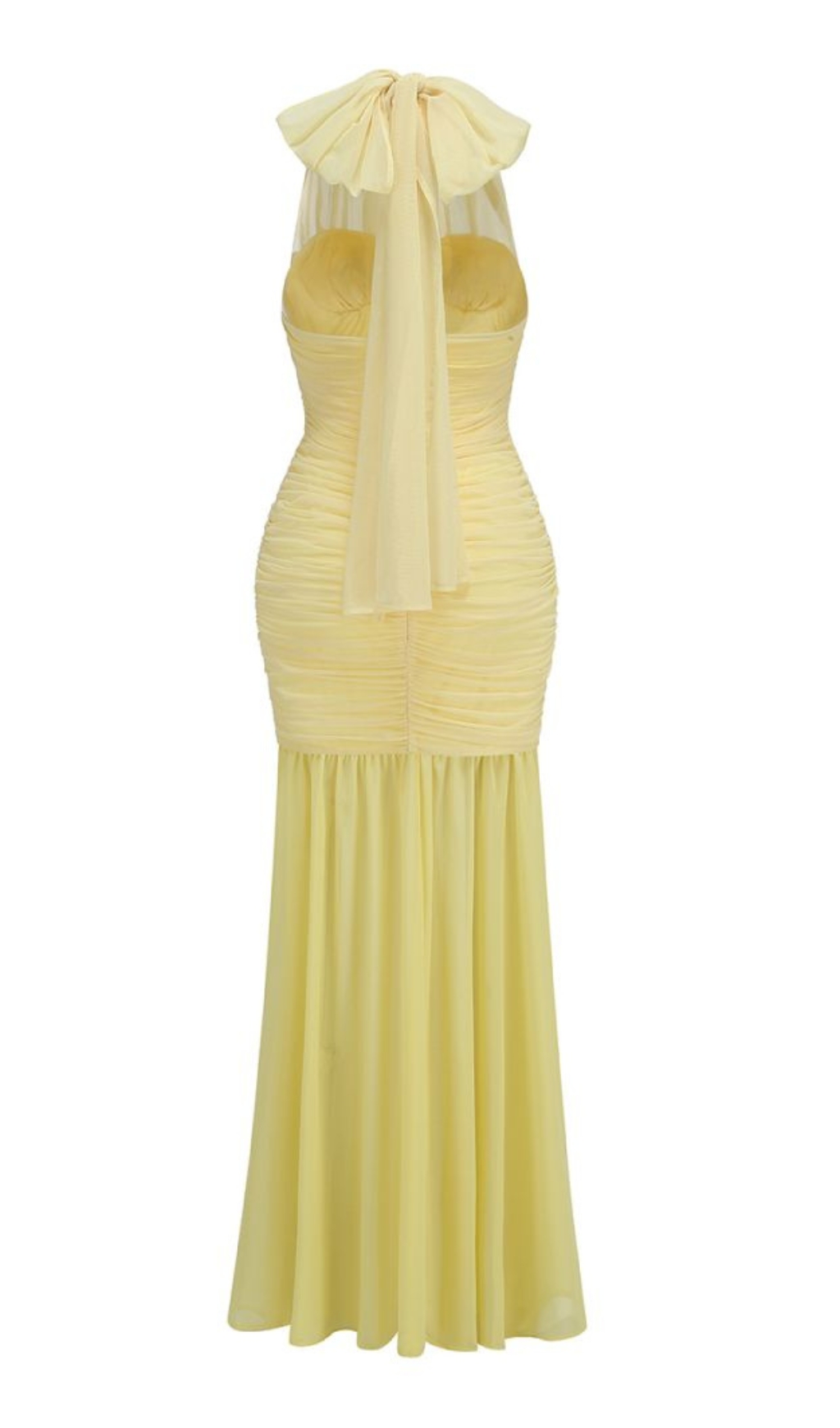 Fashionslee Women Bryony Yellow Halter Ruched Maxi Dress
