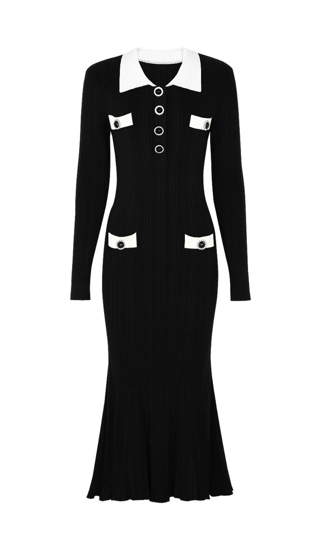 Fashionslee Women Javier Knit Long Sleeve Midi Dress