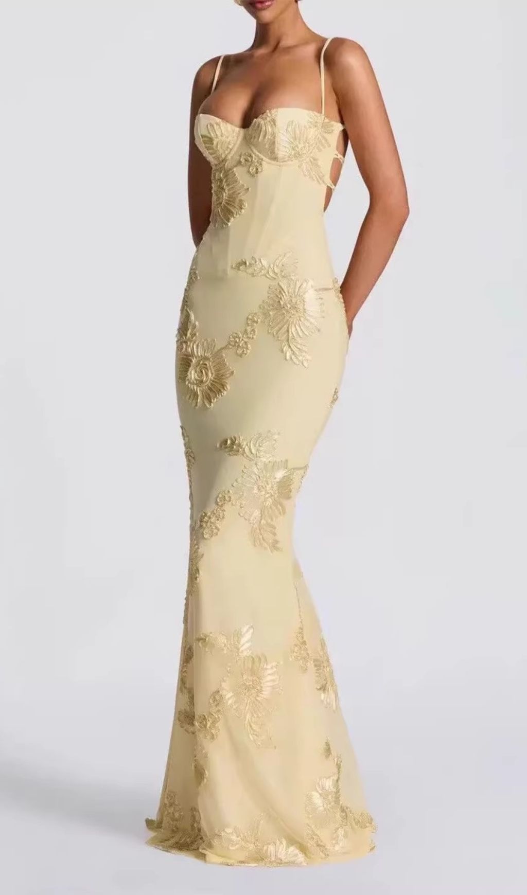 TRENDING YELLOW FLORAL BACKLESS MAXI - OWNCI TRENDING YELLOW FLORAL BACKLESS MAXI - OWNCI