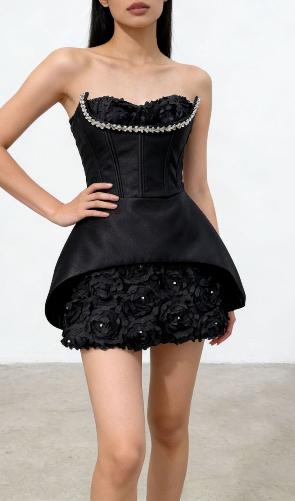 7892f27fbe8037616a61b610053eae9b.jpg Fashionslee Women Kesley Strapless Corset Flower Mini Dress
