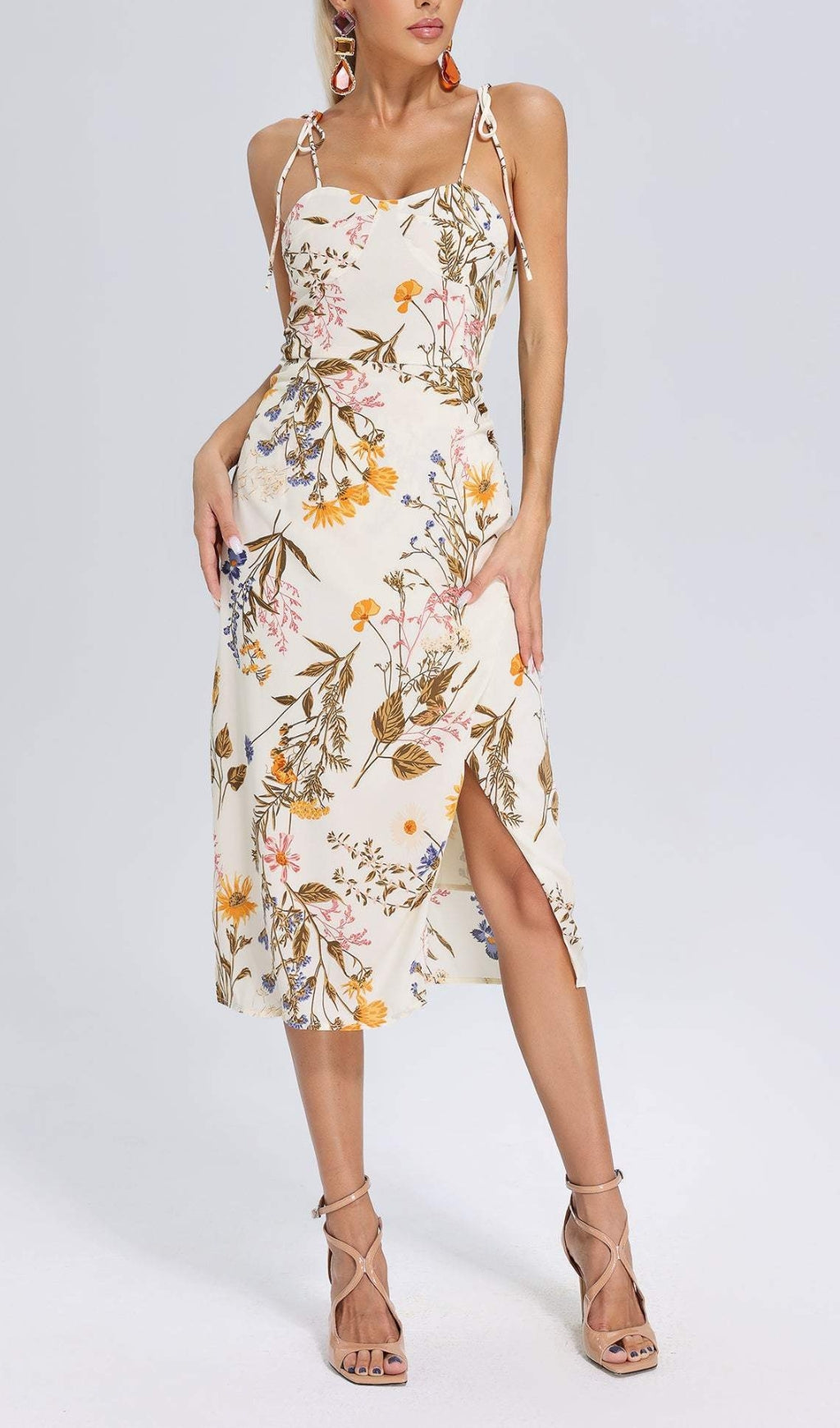 Fashionslee Women Analía Floral Printed Midi Dress