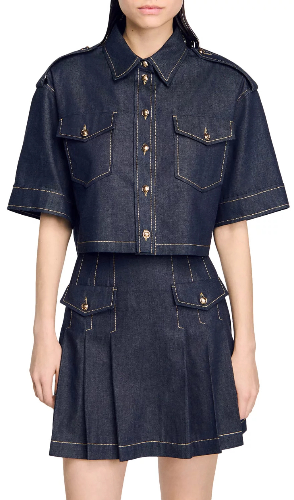 Fashionslee Women Officer Denim Shirt