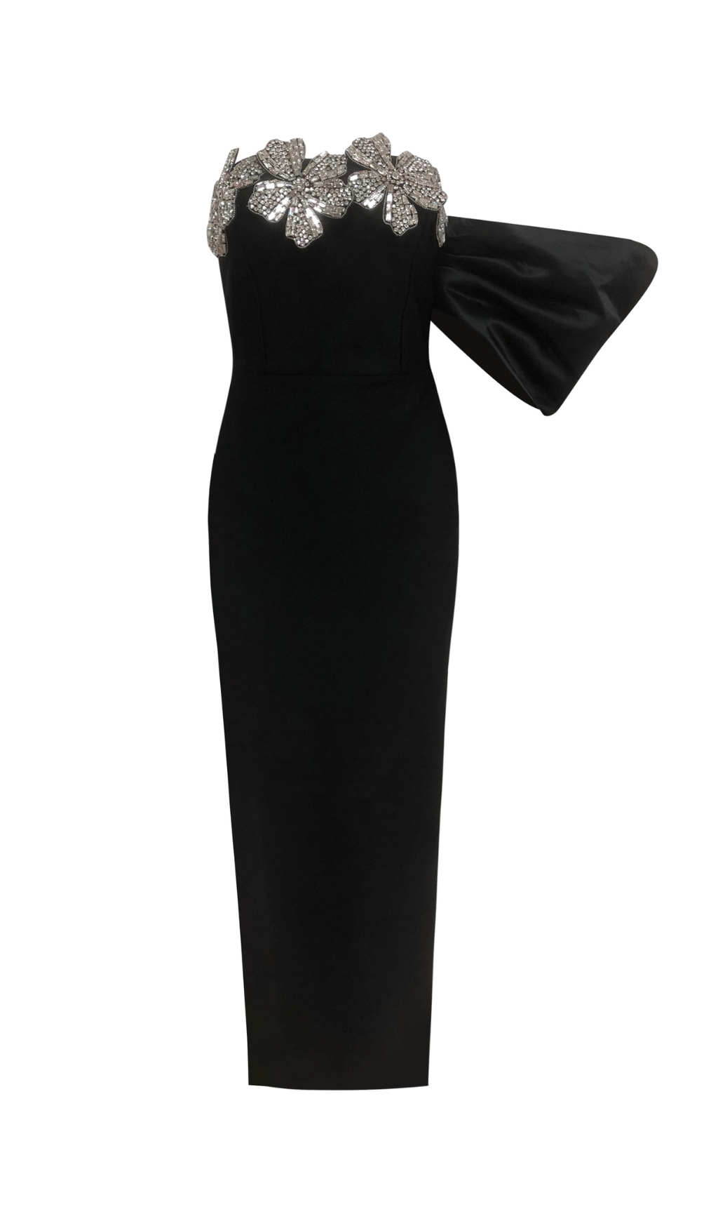 Fashionslee Women Delyth Black Flower One-Shoulder Maxi Dress