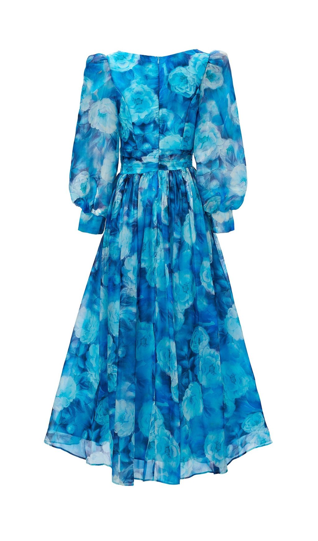 Fashionslee Women Feray Blue Floral Printed Long Sleeve Maxi Dress