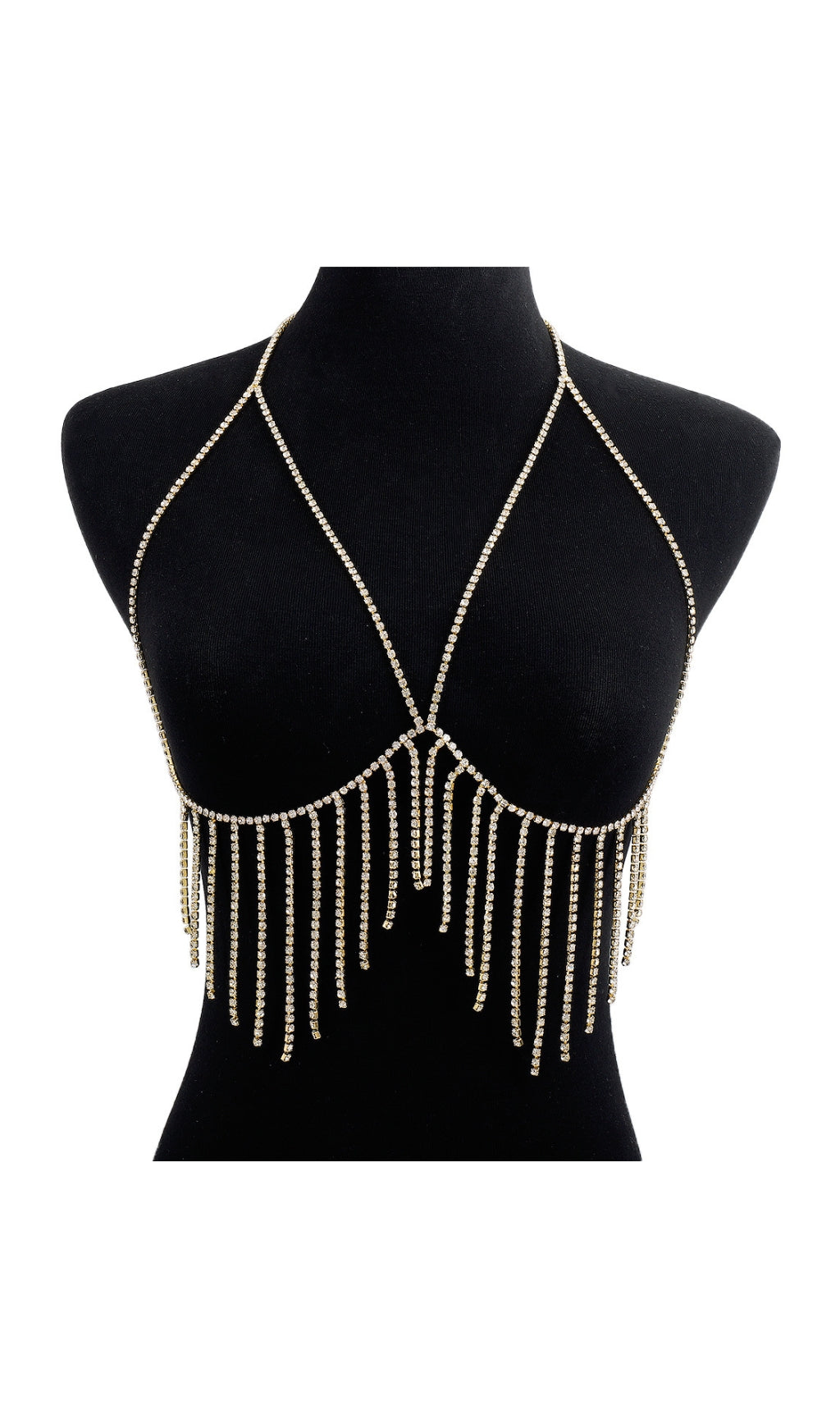 Fashionslee Women Tassel And Diamond Chest Chain In Gold