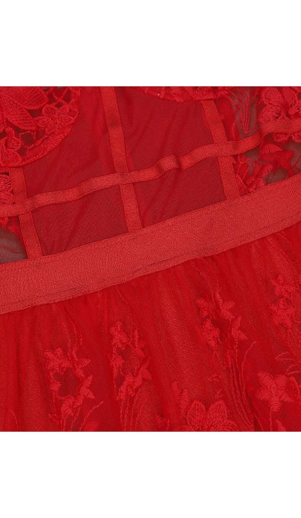 Fashionslee Women Floral Corset Lace Maix Dress In Red