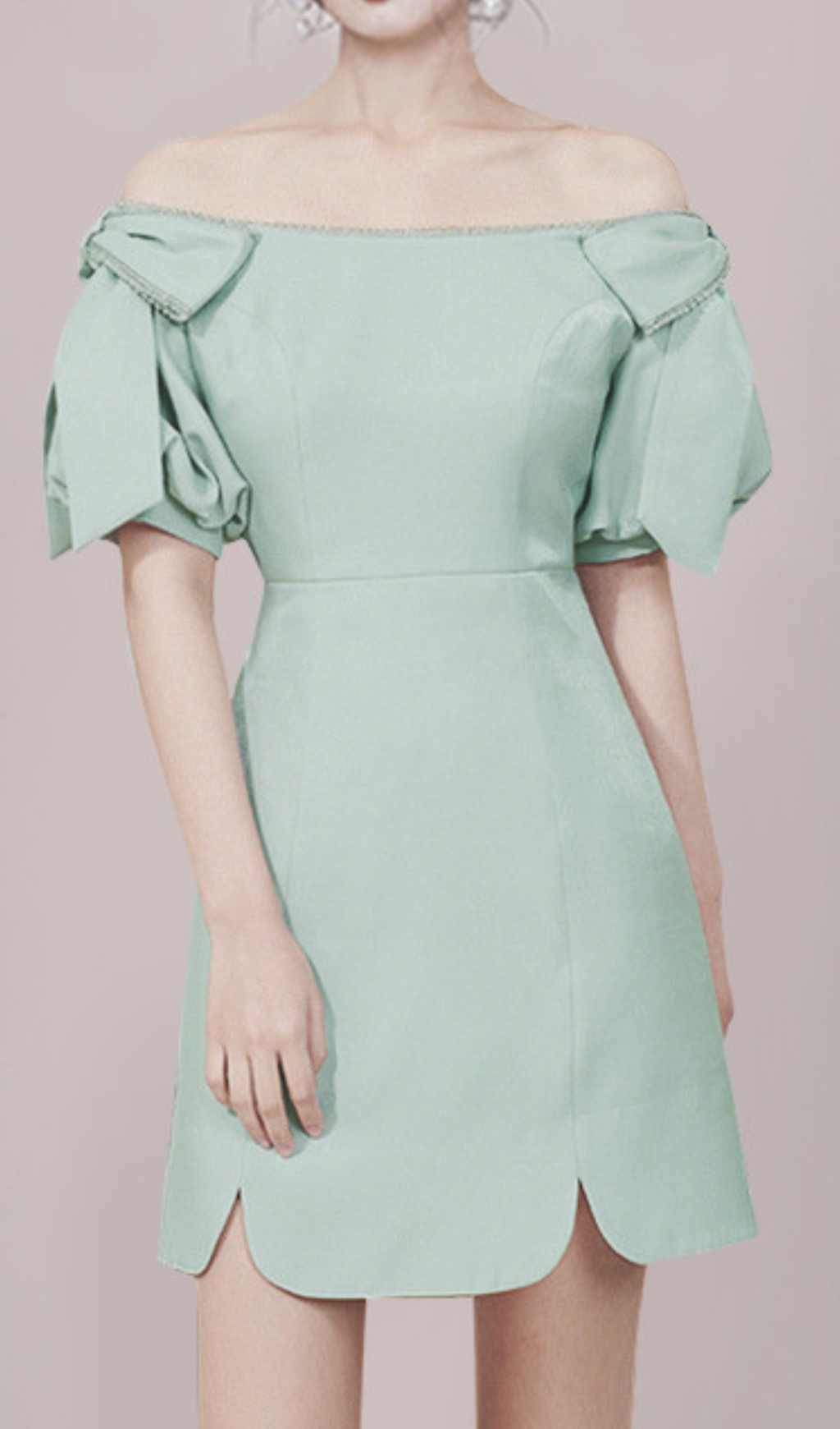 Fashionslee Women Donae Green Off-Shoulder Mini Dress