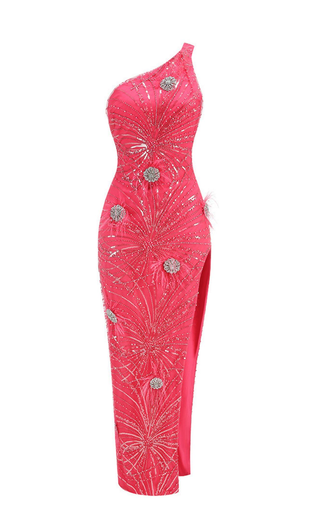 7a2aaab8534ce36ff3f656ba72375875.jpg Fashionslee Women Hannes Sequin Beaded One-Shoulder Maxi Dress