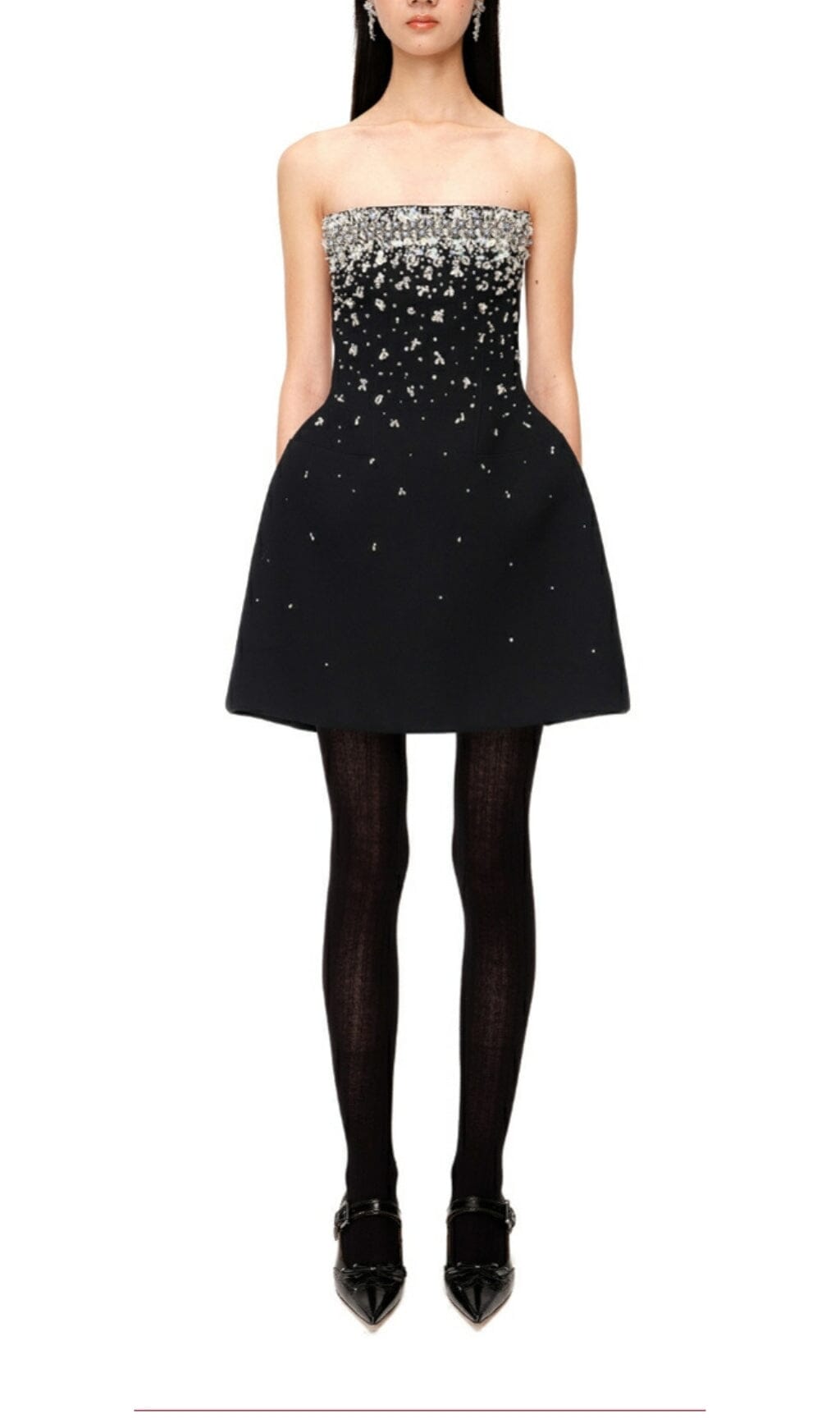 7a52d6a6b3e215ad67c4e7d798b8c35a.jpeg Fashionslee Women Crystal Beading Strapless Mini Dress In Black