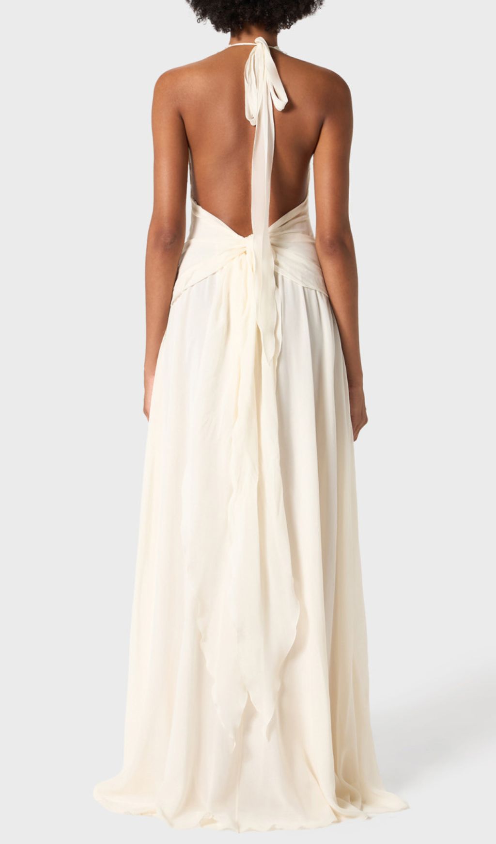 Fashionslee Women Florine Halter Flower Ruffle Maxi Dress
