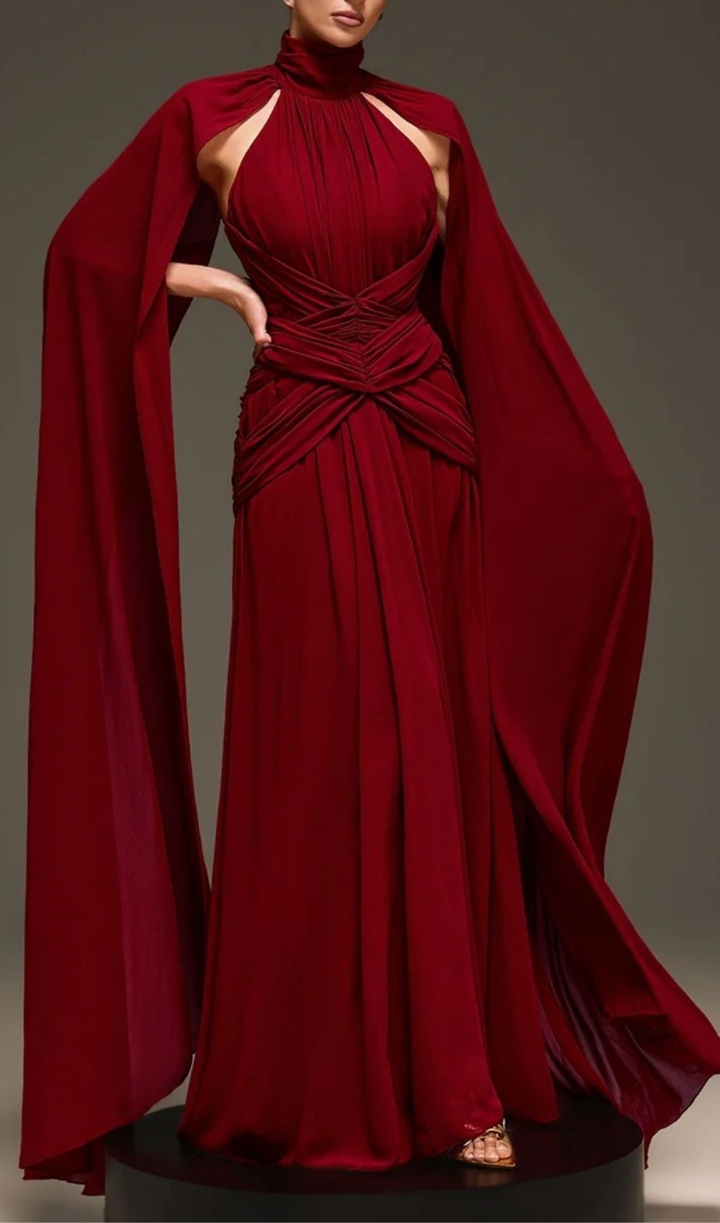 Fashionslee Women Evarix Cape Sleeve Maxi Dress