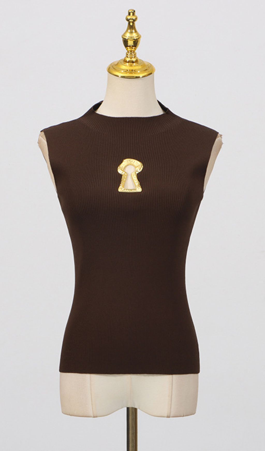 Fashionslee Women Gia Sleeveless Metallic Decor Top