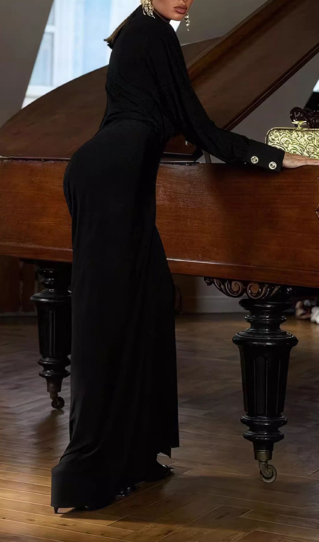 Fashionslee Women Hikari Long Sleeve Ruched Maxi Dress