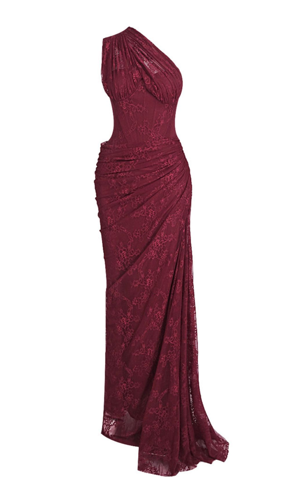 Fashionslee Women JoJo Wine Lace Corset Maxi Dress