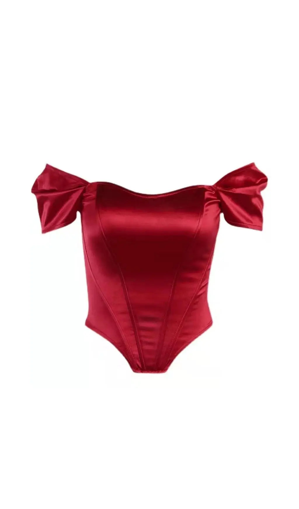Fashionslee Women Red Bardot Corset Top
