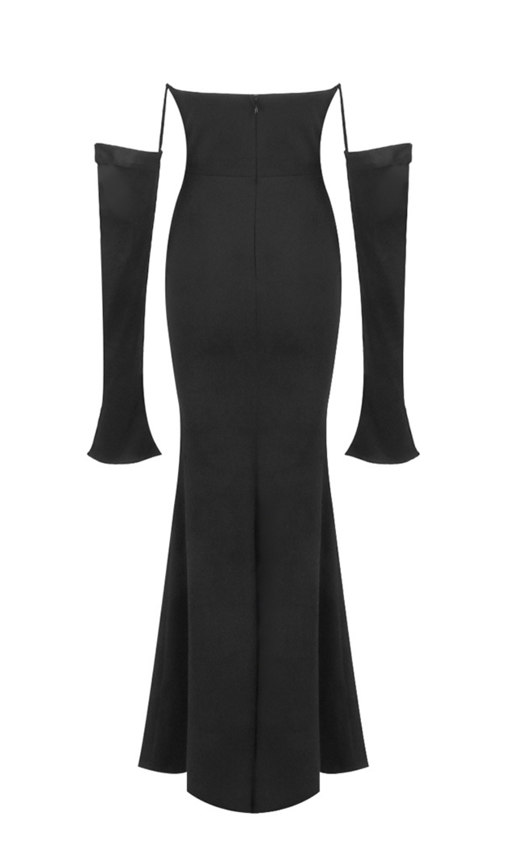 Fashionslee Women Deliz Black Long Sleeve Strapless Draped Maxi Dress