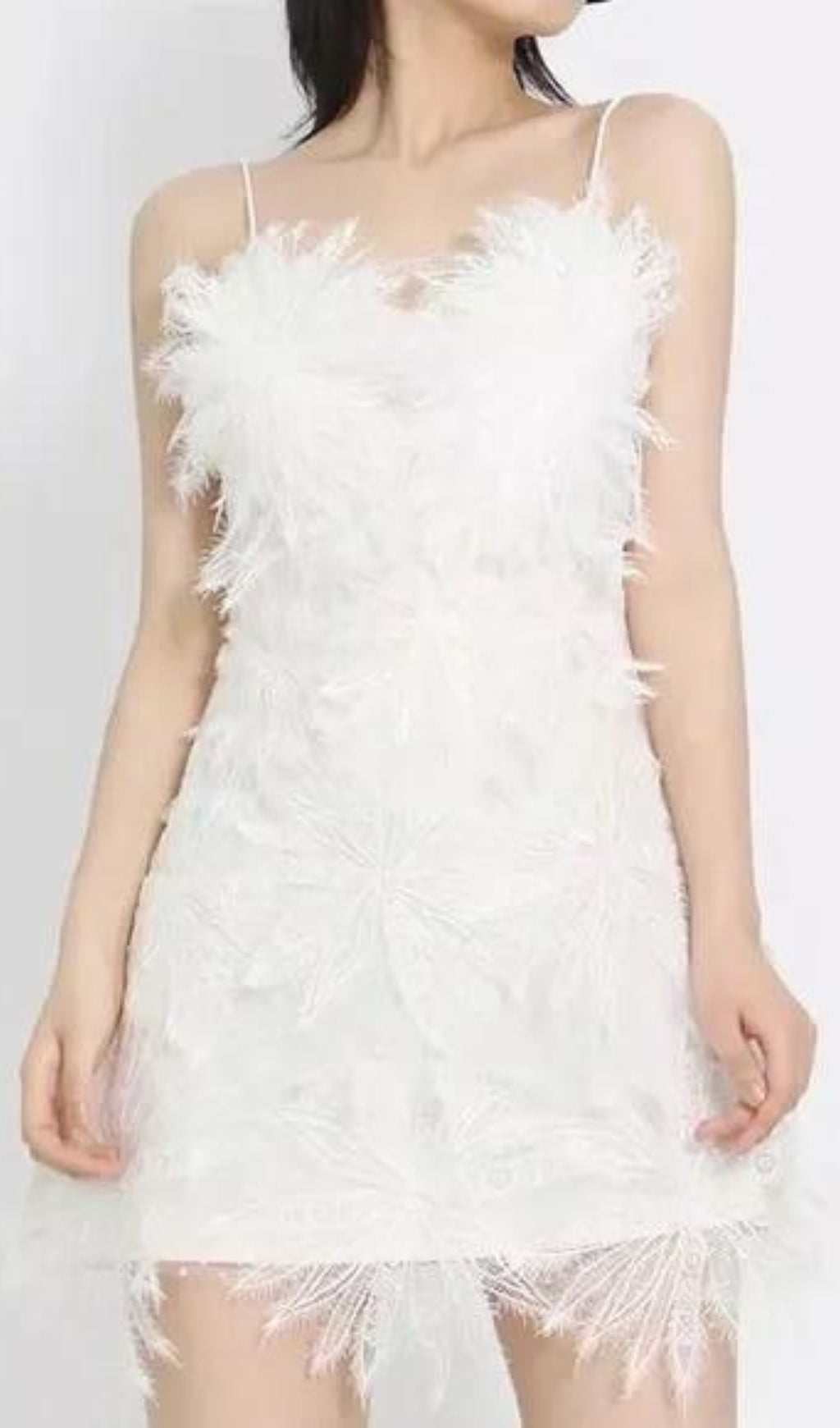 Fashionslee Women Aintza White Floral Appliqué Mesh Dress