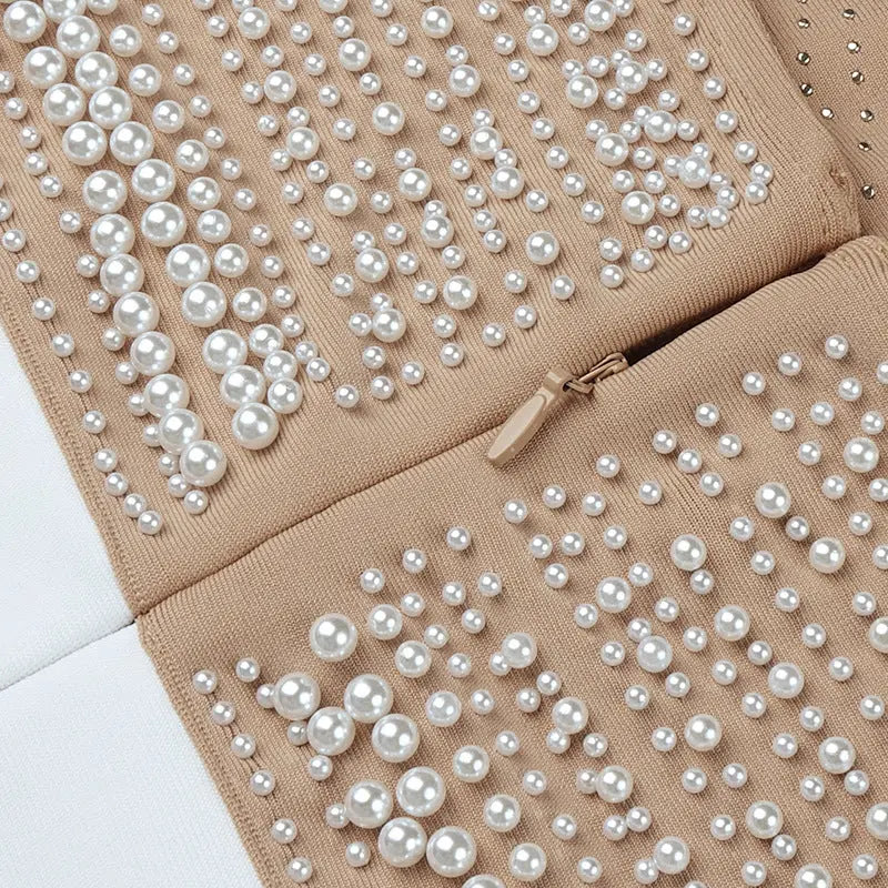 7b652432830a6f36b2d3b188bcab789b.jpeg Fashionslee Women Beige Pearl Halter Bandage Midi Dress