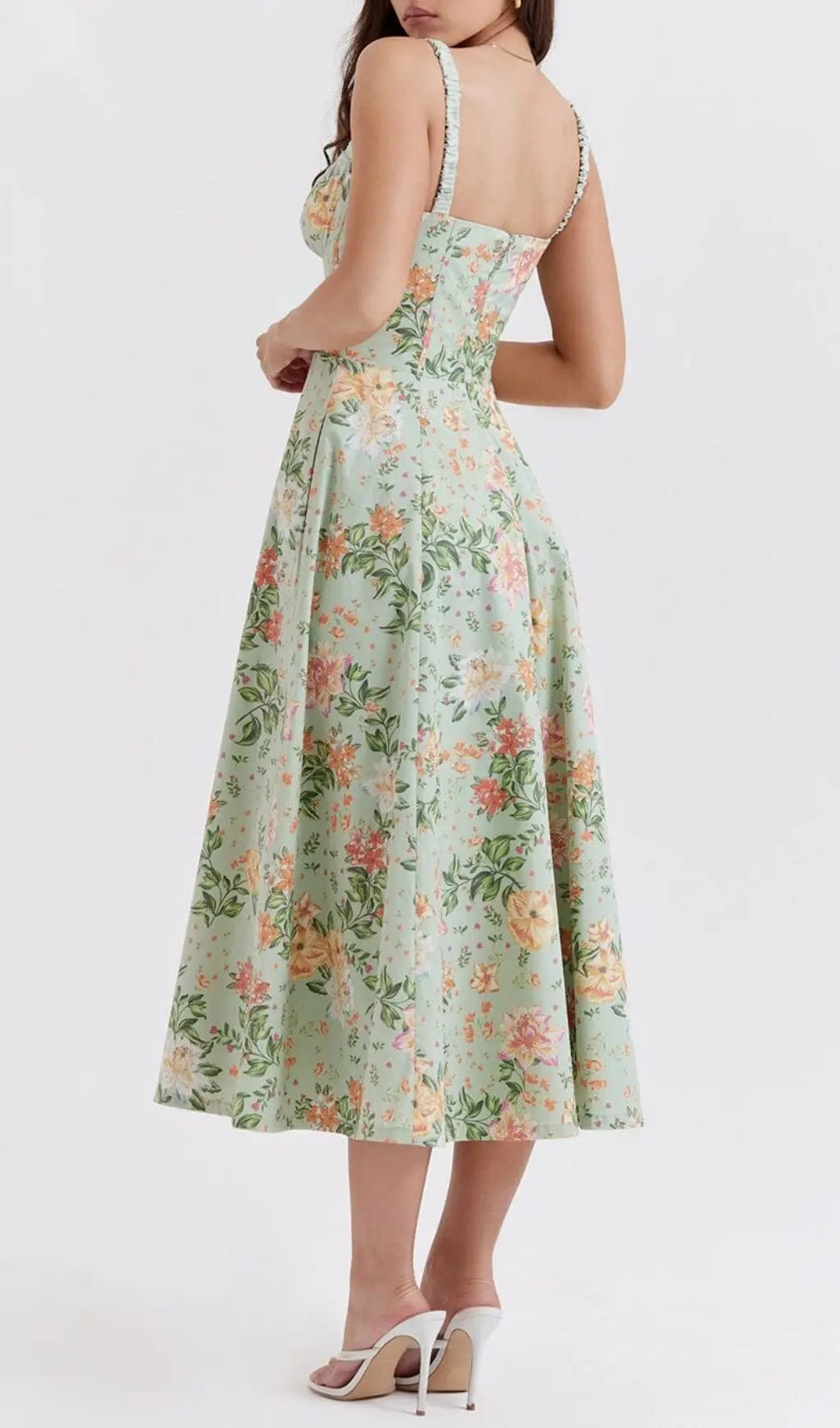 7b704165bce5220ec4864b3083d4c144.jpeg Fashionslee Women Light Jade Print Bustier Sundress