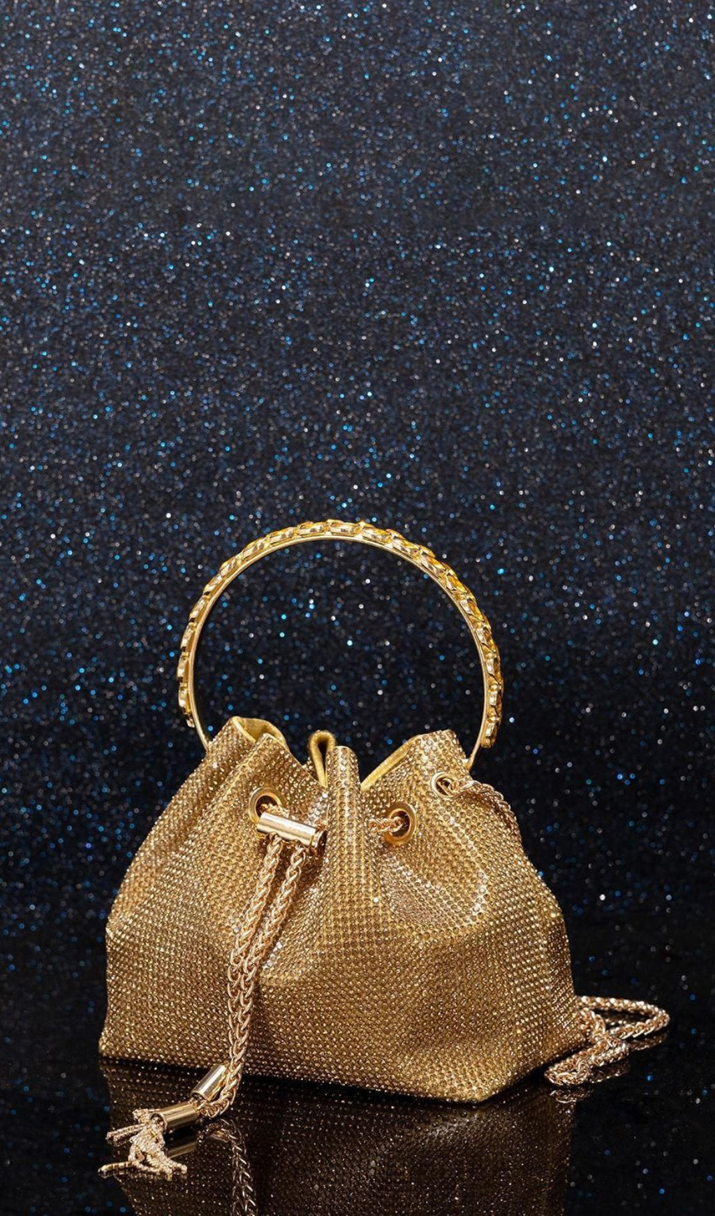 Fashionslee Women Crystal Embellished Bag In Gold