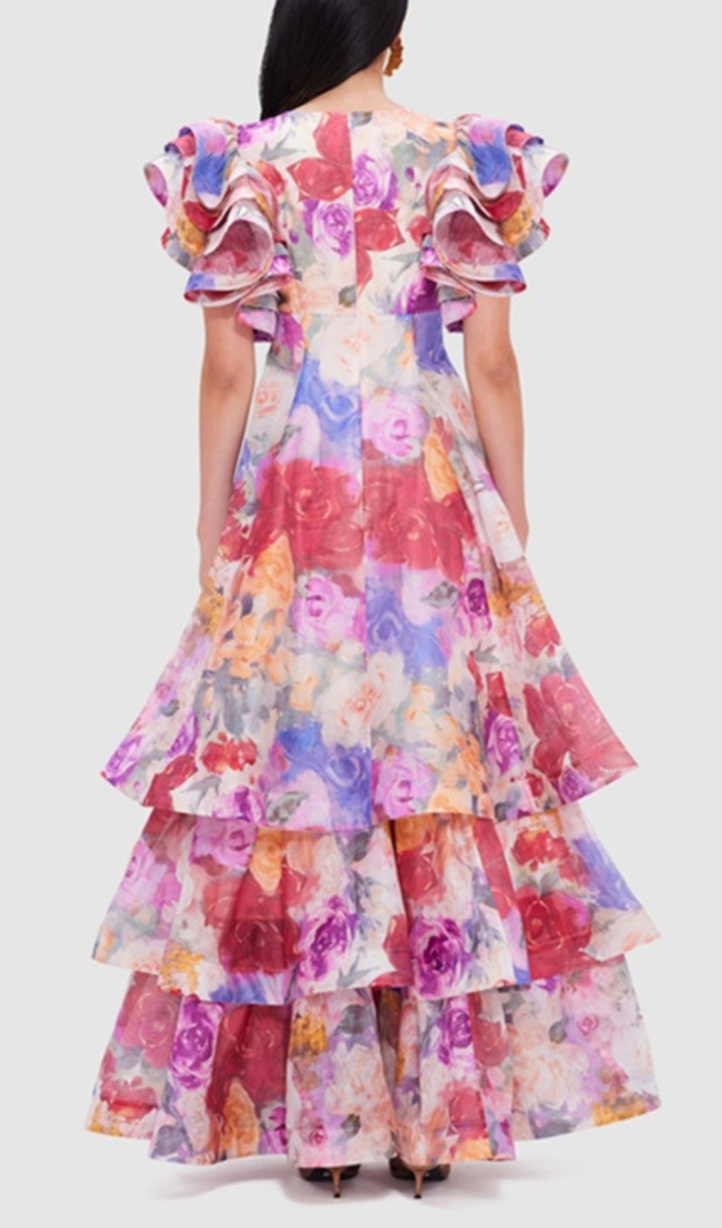 Fashionslee Women Élodie Floral-Print Ruffled Gown