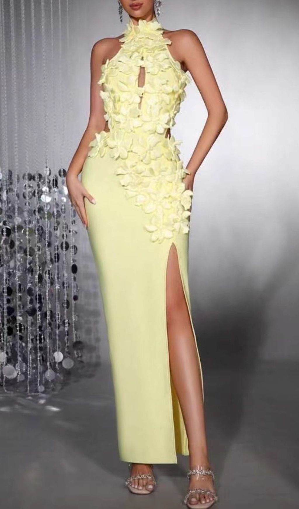 Fashionslee Women Jamaal Halter Flower Bandage Maxi Dress