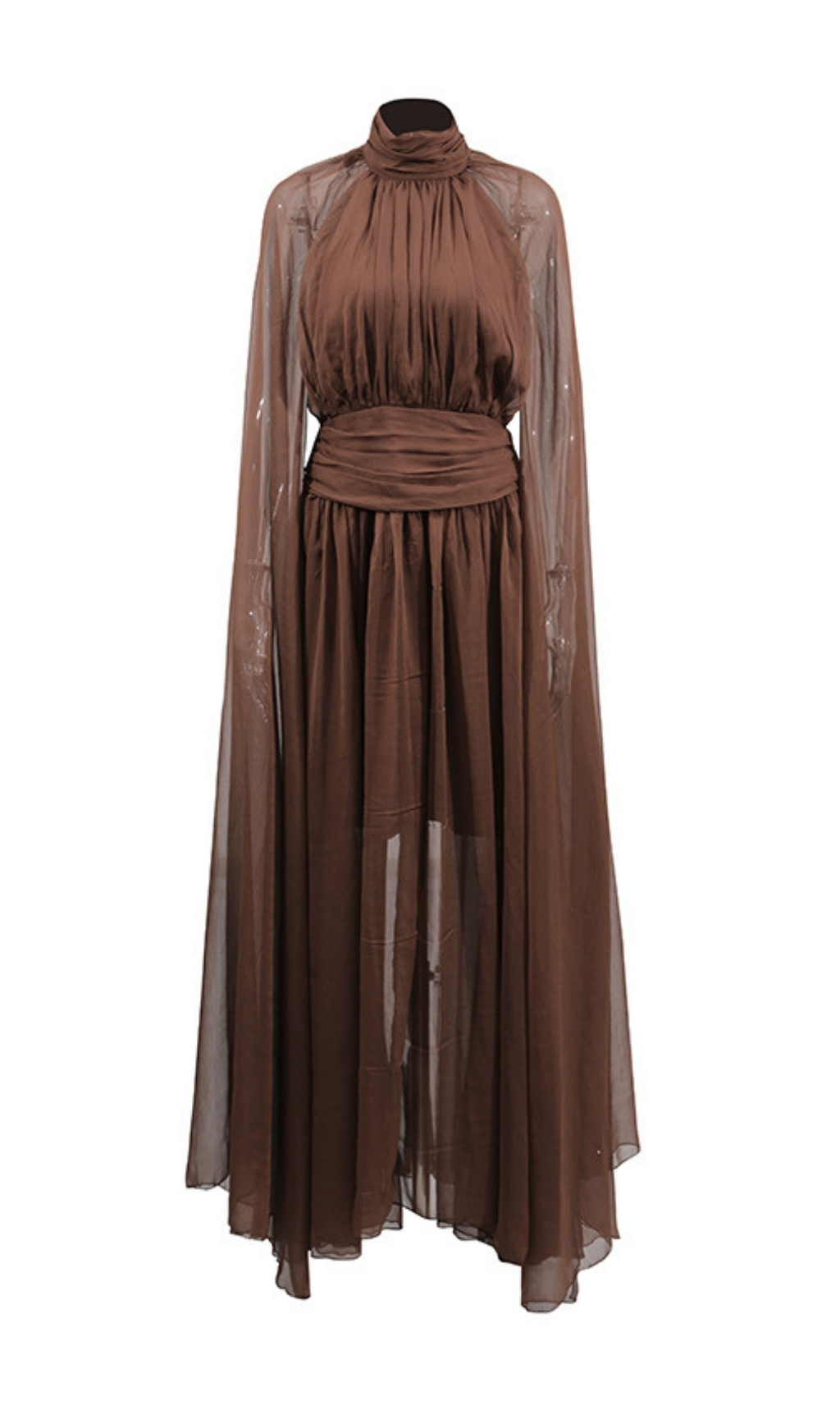 Fashionslee Women Franz Coffee Butterfly Mesh Maxi Dress