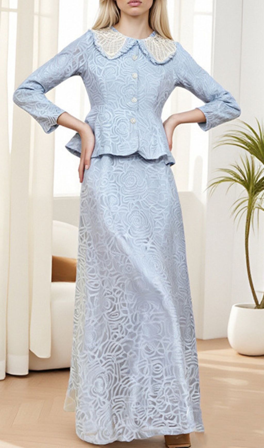 7bdf0e9a7ffeb604a9b0d463ab6fced2.jpg Fashionslee Women Ilona Blue Long Sleeve Two-Piece Set
