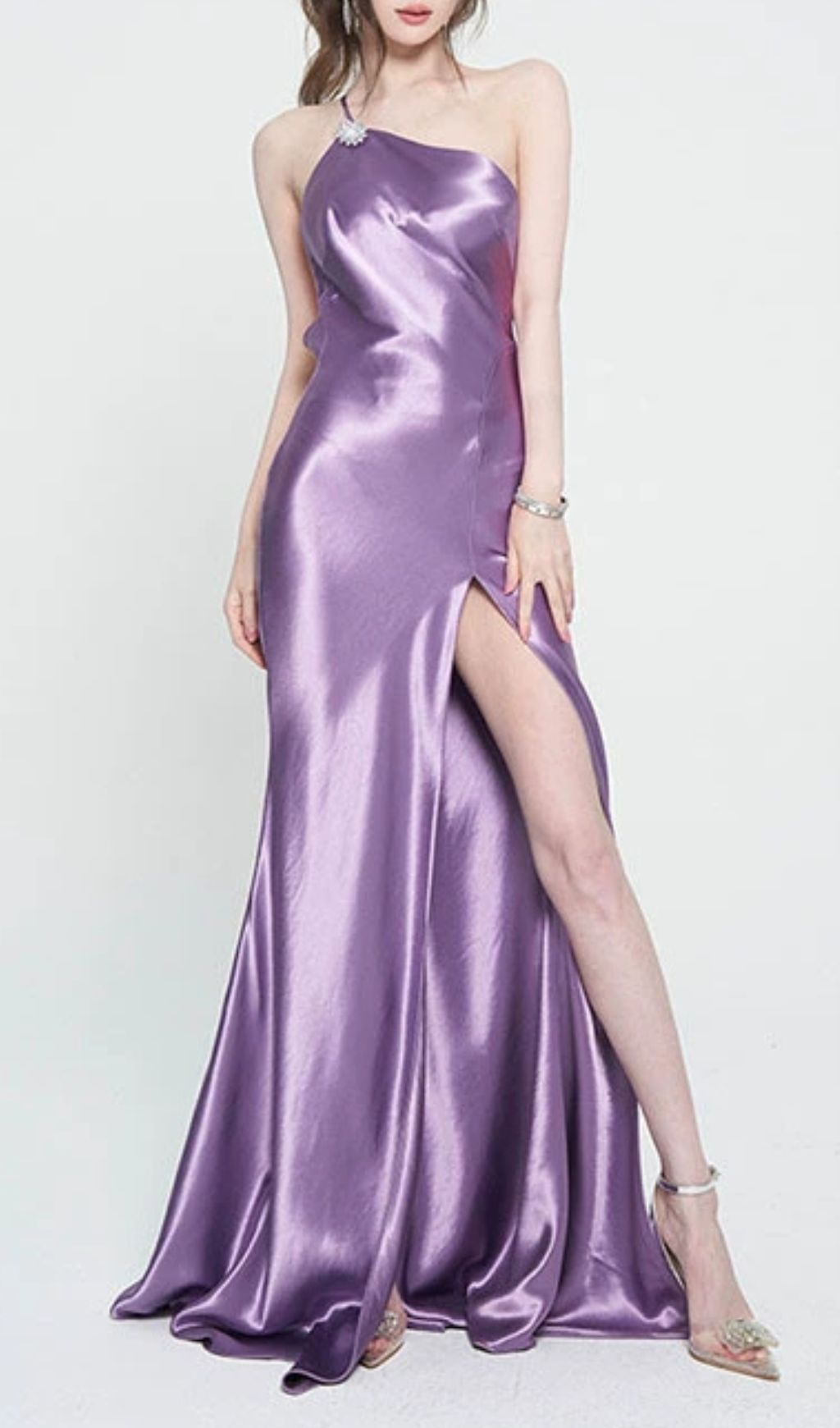 Fashionslee Women Faith Purple Backless Slit Maxi Dress