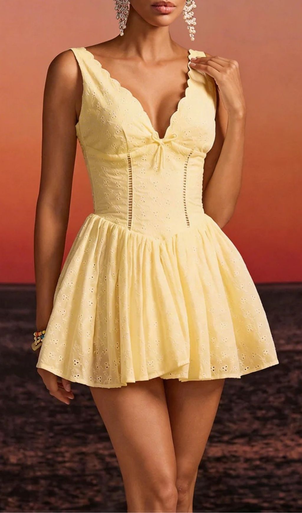 7c34149f819481aa748eacaefc3da44d.jpg Fashionslee Women Firoth V Neck Floral Mini Dress In Yellow