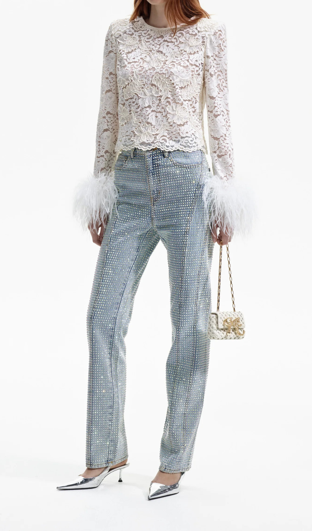 7c713df397308903c9e751c1f48bbcec.png Fashionslee Women Akihito Cream Cord Lace Feather Top
