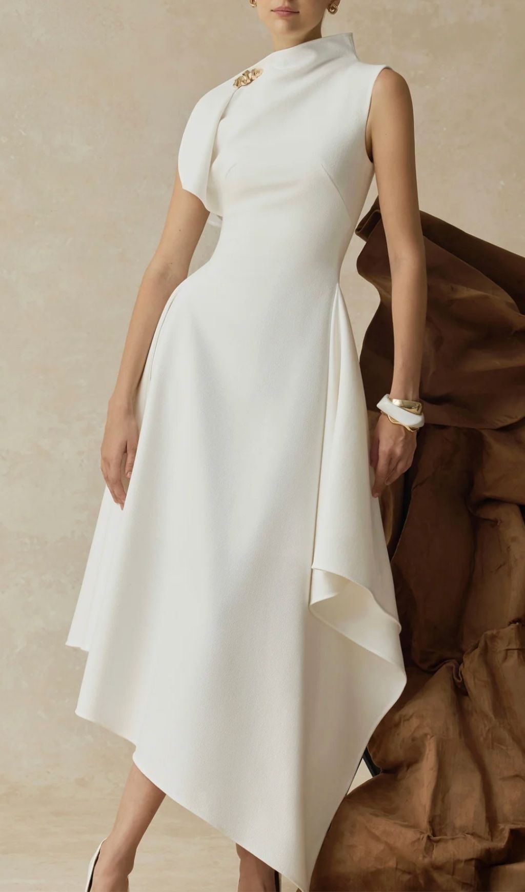 Fashionslee Women Kessie White Irregular Hem Maxi Dress