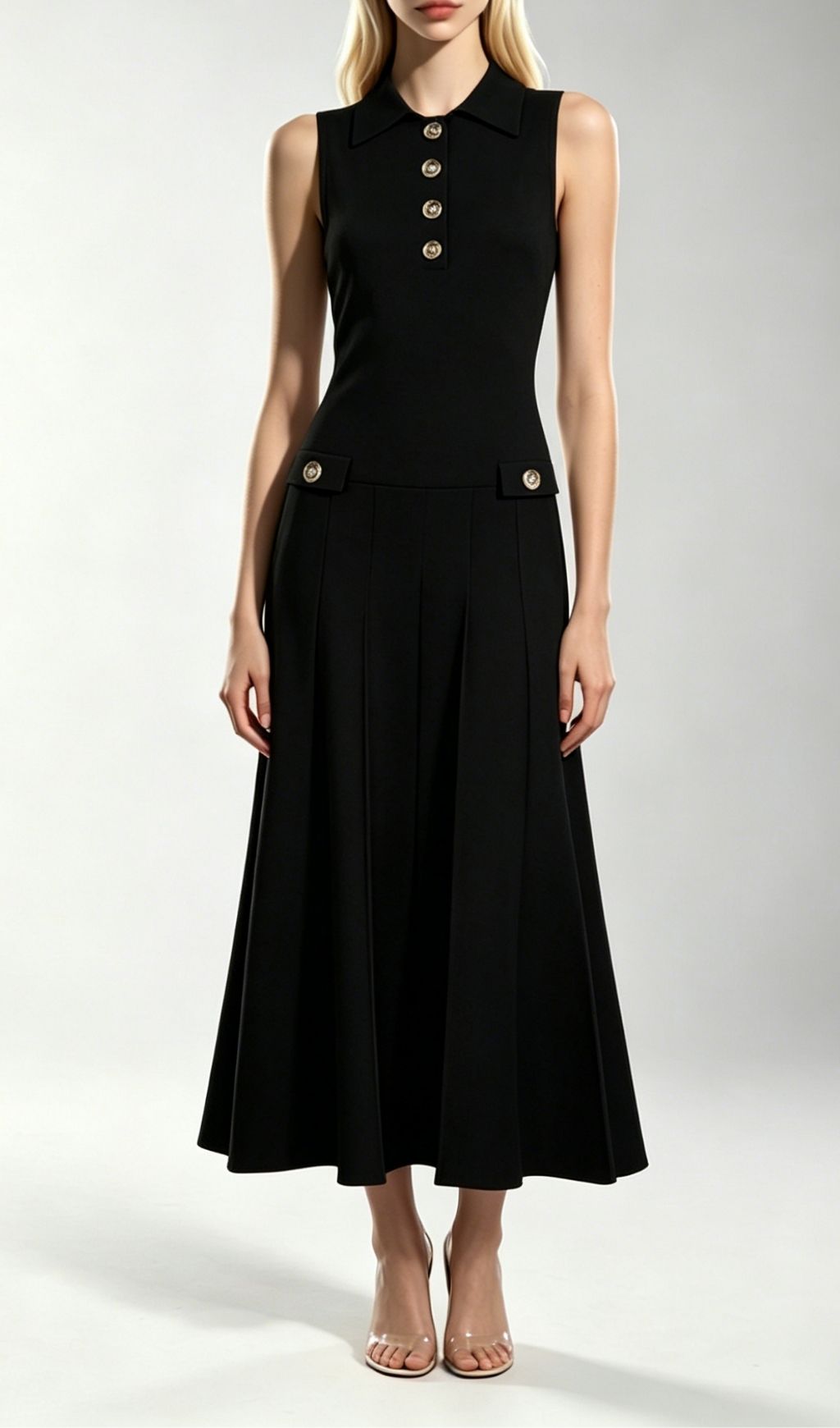 Fashionslee Women Kimiko Black Sleeveless Knit Midi Dress
