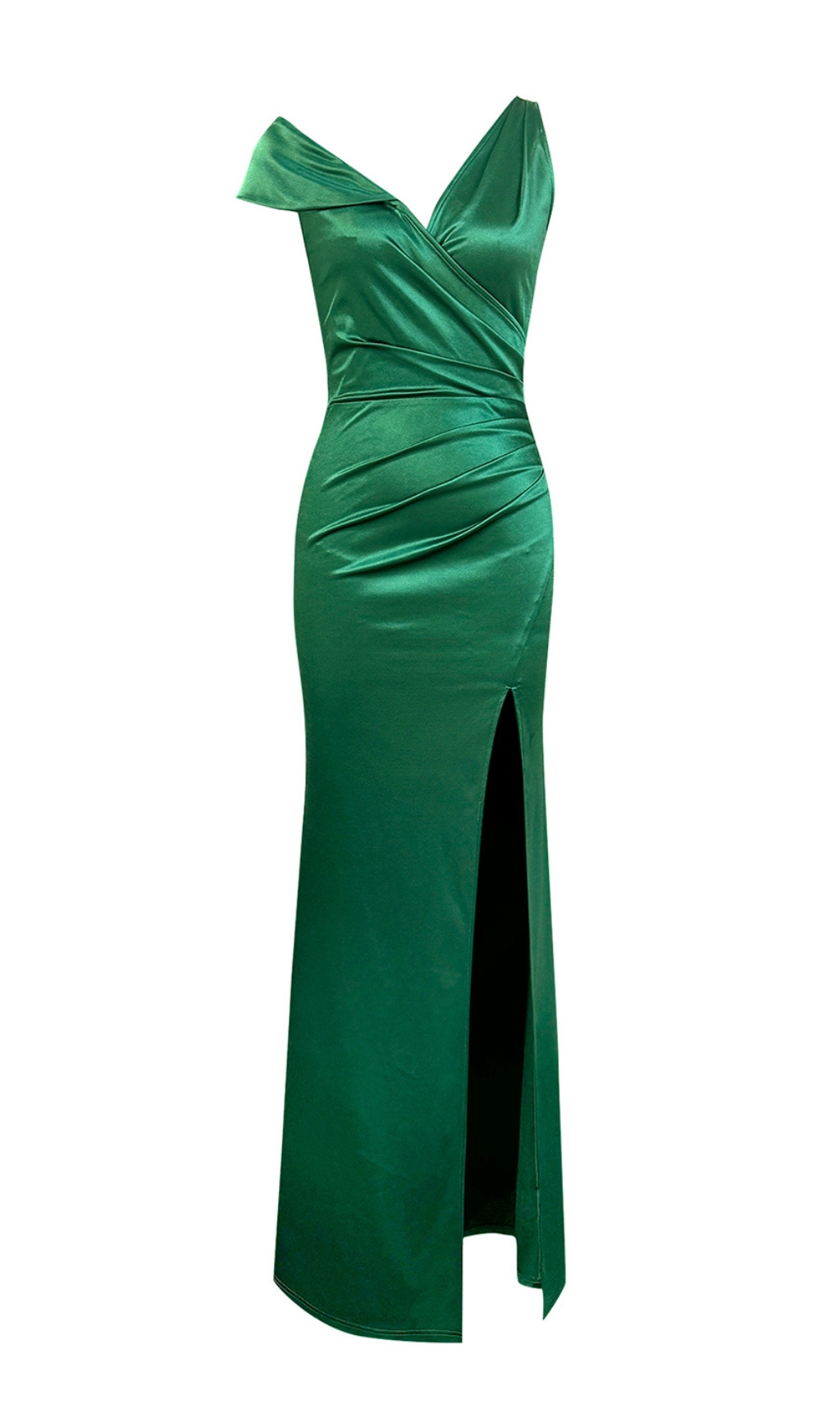 7caaa82afe83bba3ae8d733bfaaac7da.jpg Fashionslee Women Brynn Green Ruched Split Maxi Dress