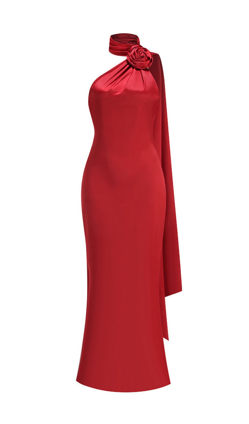 Fashionslee Women Carmelo Red Flower Halter Maxi Dress